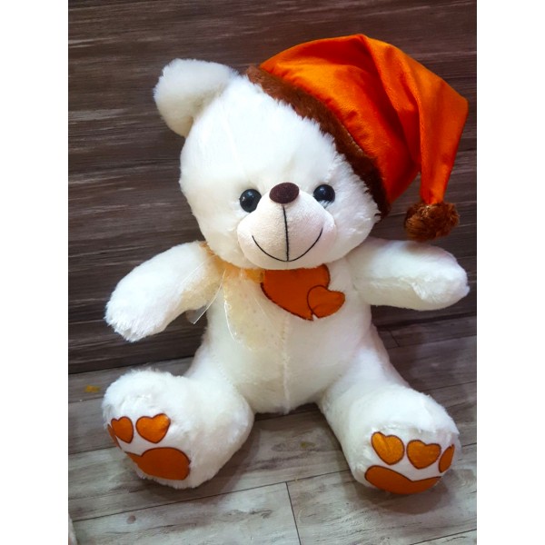 Grabadeal White 16 Inch Christmas Teddy Bear with Orange Cap